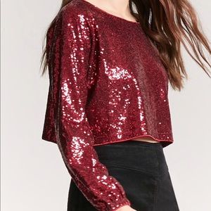 F21 Cropped Sequin Top
